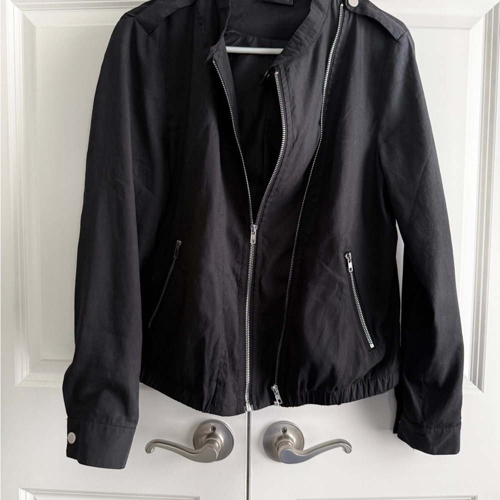 Allegra K Black Zippered Jacket - Picture 2 of 3